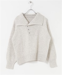 大領片設計針織衫(灰色-FREE-LIGHT GRAY)