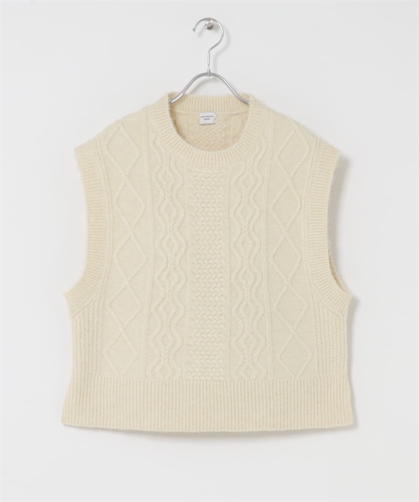 麻花針織背心(米色-FREE-OFF WHITE)