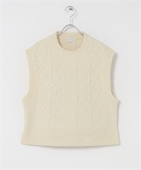 麻花針織背心(米色-FREE-OFF WHITE)