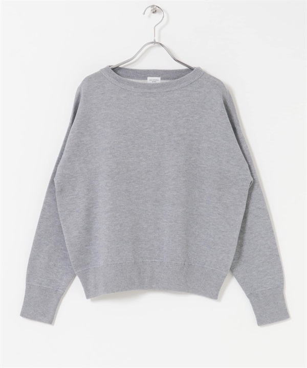 雙面織物船型領針織衫(灰色-FREE-GRAY)