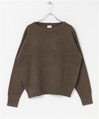 雙面織物船型領針織衫(棕色-FREE-BROWN)