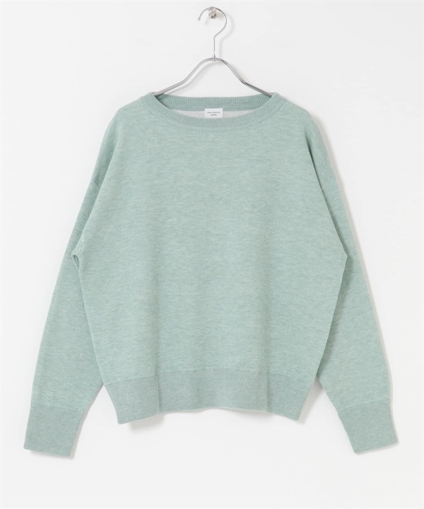 雙面織物船型領針織衫(灰薄荷綠-FREE-MINT)