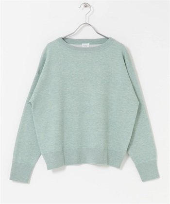 雙面織物船型領針織衫(灰薄荷綠-FREE-MINT)