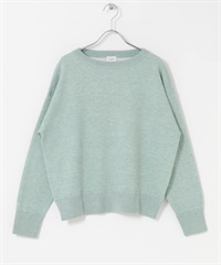 雙面織物船型領針織衫(灰薄荷綠-FREE-MINT)