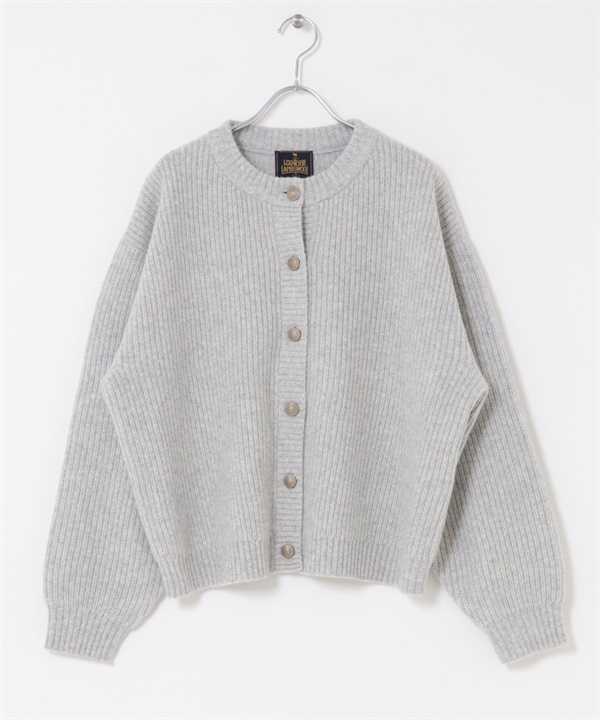 漢密爾頓羊毛畦編圓領開襟衫(淺灰色-M-LIGHT GRAY)