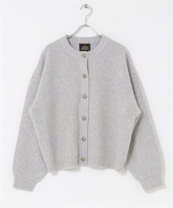 漢密爾頓羊毛畦編圓領開襟衫(淺灰色-M-LIGHT GRAY)