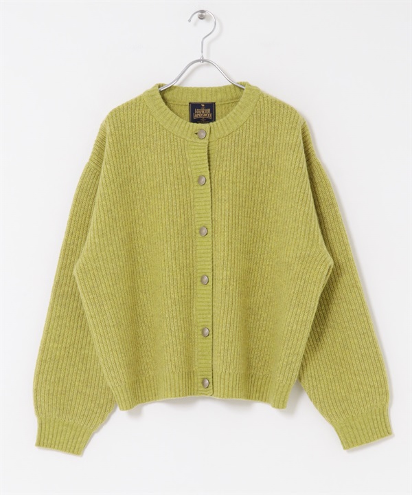 漢密爾頓羊毛畦編圓領開襟衫(開心果綠-M-GREEN)