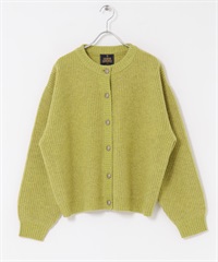 漢密爾頓羊毛畦編圓領開襟衫(開心果綠-M-GREEN)