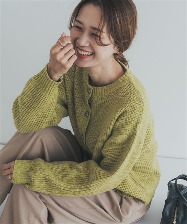 漢密爾頓羊毛畦編圓領開襟衫