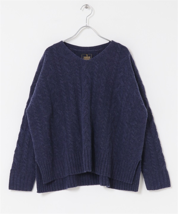 漢密爾頓羊毛艾倫織紋針織衫(藏青色-M-NAVY)