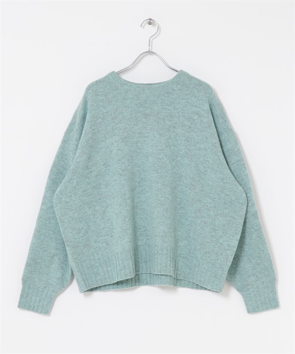 漢密爾頓羊毛圓領寬版針織衫(薄荷綠-M-MINT)