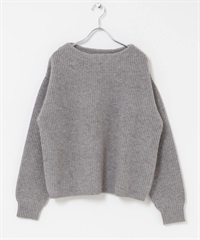 漢密爾頓羊毛畦編船型領針織衫(混色灰色-M-其他灰色)