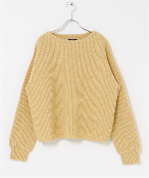 漢密爾頓羊毛畦編船型領針織衫(黃色-M-YELLOW)