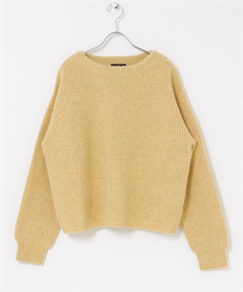 漢密爾頓羊毛畦編船型領針織衫(黃色-M-YELLOW)
