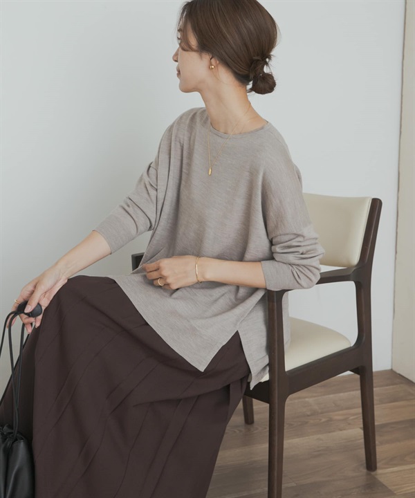 可水洗美麗諾羊毛寬版針織衫