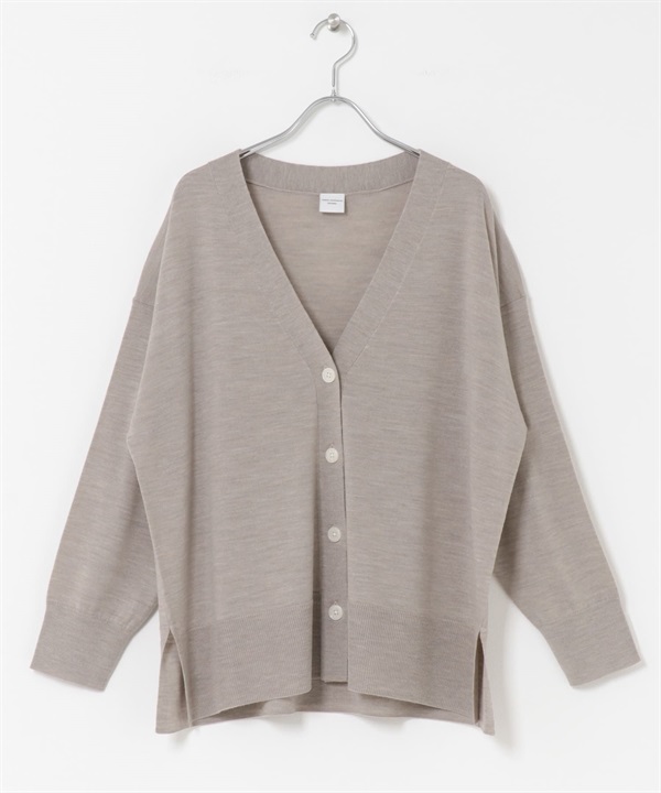 可水洗美麗諾羊毛V領寬版開襟衫(其他膚色-M-其他膚色)