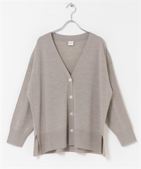 可水洗美麗諾羊毛V領寬版開襟衫(其他膚色-M-其他膚色)