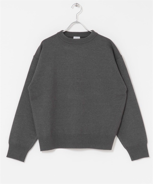 【新色追加】『UR TECH 200日針織』領口細節針織衫(炭灰色-M-CHARCOAL GRAY	)