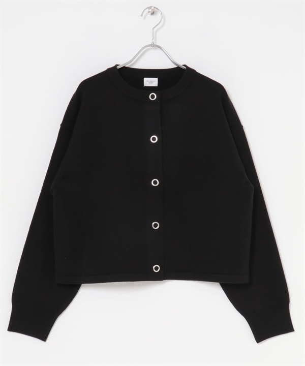 【新色追加】『UR TECH 200日針織』壓扣設計開襟衫(黑色-M-BLACK)