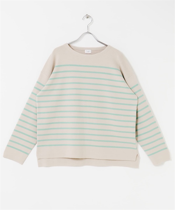 橫紋針織衫(淺灰色x藍色-M-其他藍色)