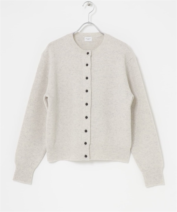 緞紋包扣羊毛合身開襟衫(淺灰色-M-LIGHT GRAY)