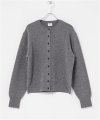 緞紋包扣羊毛合身開襟衫(灰色-M-DARK GRAY)