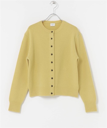緞紋包扣羊毛合身開襟衫(黃色-M-YELLOW)