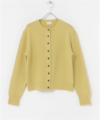 緞紋包扣羊毛合身開襟衫(黃色-M-YELLOW)
