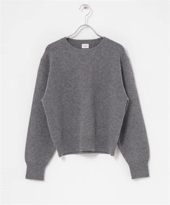 羊毛合身圓領針織衫(灰色-M-DARK GRAY)