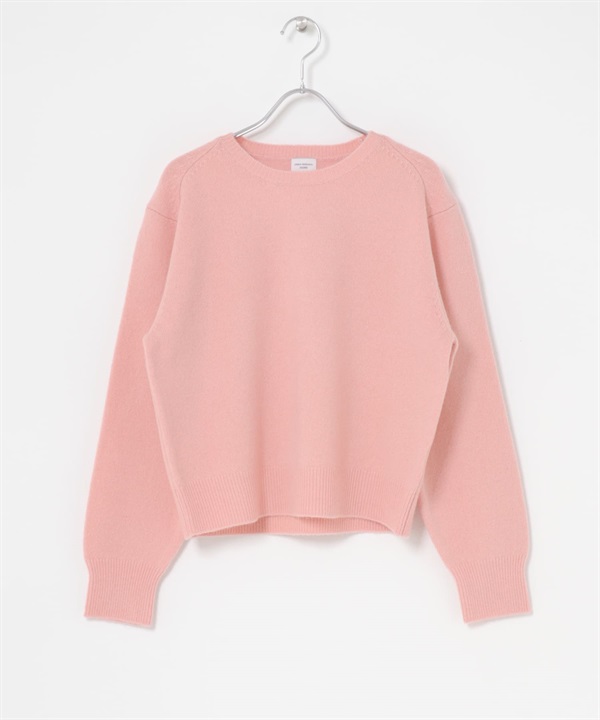 羊毛合身圓領針織衫(粉紅色-M-PINK)
