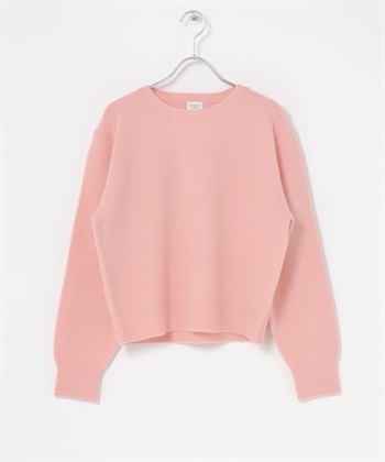 羊毛合身圓領針織衫(粉紅色-M-PINK)