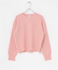 羊毛合身圓領針織衫(粉紅色-M-PINK)