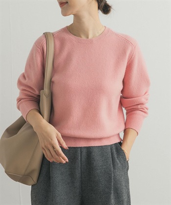 羊毛合身圓領針織衫