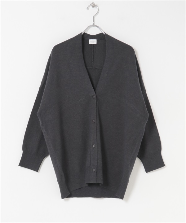 V領柔軟針織開襟衫(炭灰色-M-CHARCOAL GRAY)