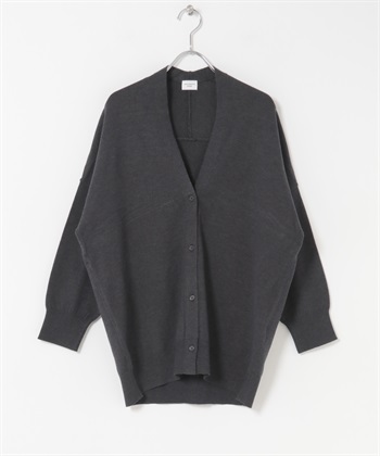 V領柔軟針織開襟衫(炭灰色-M-CHARCOAL GRAY)