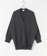 V領柔軟針織開襟衫(炭灰色-M-CHARCOAL GRAY)
