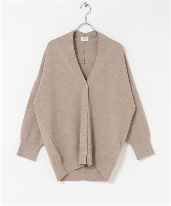 V領柔軟針織開襟衫(膚色-M-BEIGE)