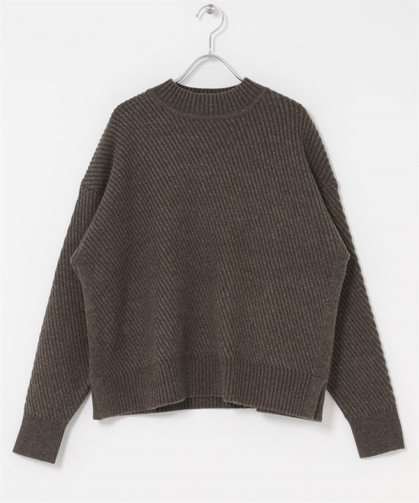 斜紋設計針織衫(棕色-FREE-BROWN)