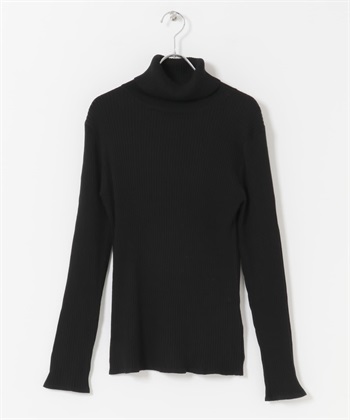 高領羅紋針織衫(黑色-FREE-BLACK)