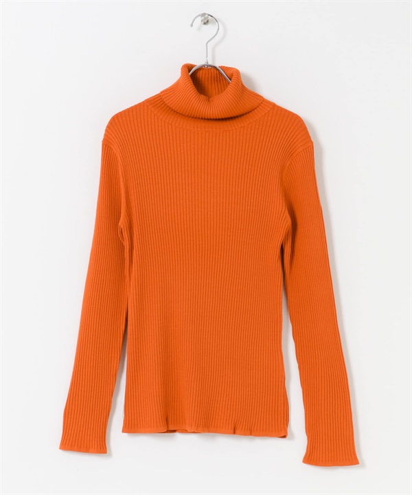 高領羅紋針織衫(橘色-FREE-ORANGE)