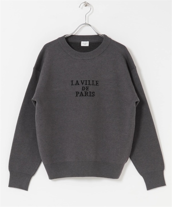 LOGO設計柔軟針織衫(炭灰色-FREE-CHARCOAL GRAY)