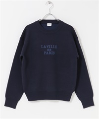 LOGO設計柔軟針織衫(藏青色-FREE-NAVY)