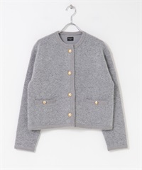 無領針織開襟衫(灰色-M-GRAY)