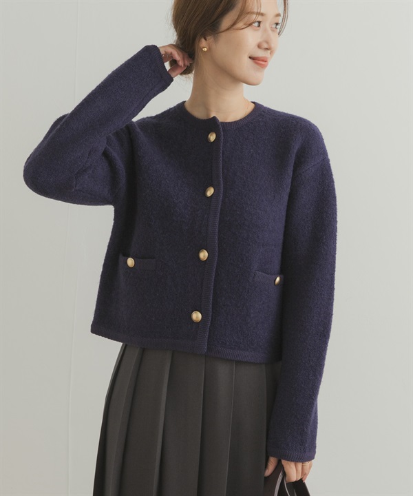 無領針織開襟衫