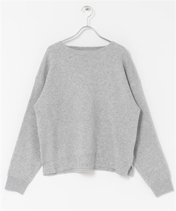 船型領雙羅紋針織衫(灰色-FREE-GRAY)