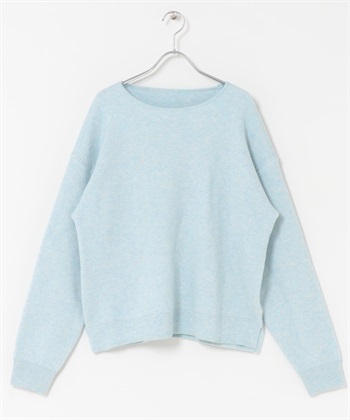 船型領雙羅紋針織衫(淺藍色-FREE-其他藍色)