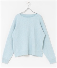 船型領雙羅紋針織衫(淺藍色-FREE-其他藍色)