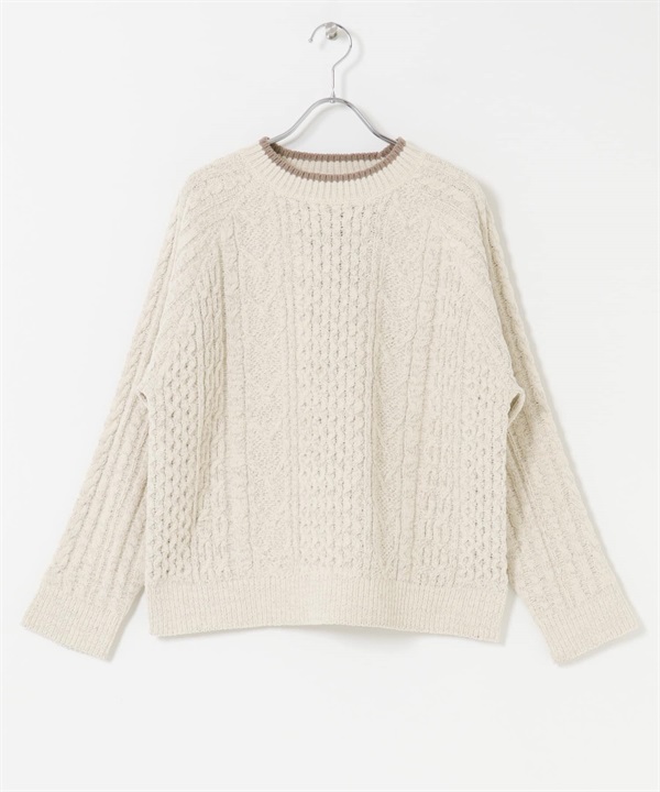 連肩袖雪尼爾紗針織衫(象牙白-FREE-IVORY)