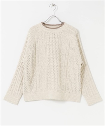 連肩袖雪尼爾紗針織衫(象牙白-FREE-IVORY)