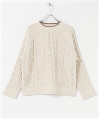 連肩袖雪尼爾紗針織衫(象牙白-FREE-IVORY)